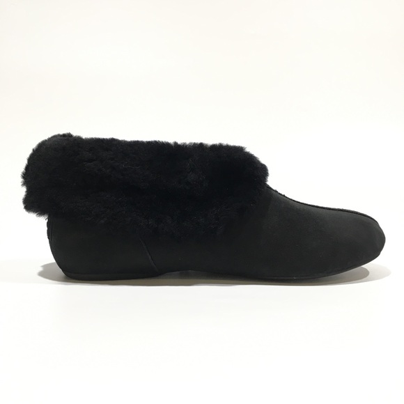 UGG NERINE BOOTIE SLIPPER -BLACK LAMB SUEDE / SHEEPSKIN CUFF WOMEN’S US 10 -NEW - Picture 2 of 9